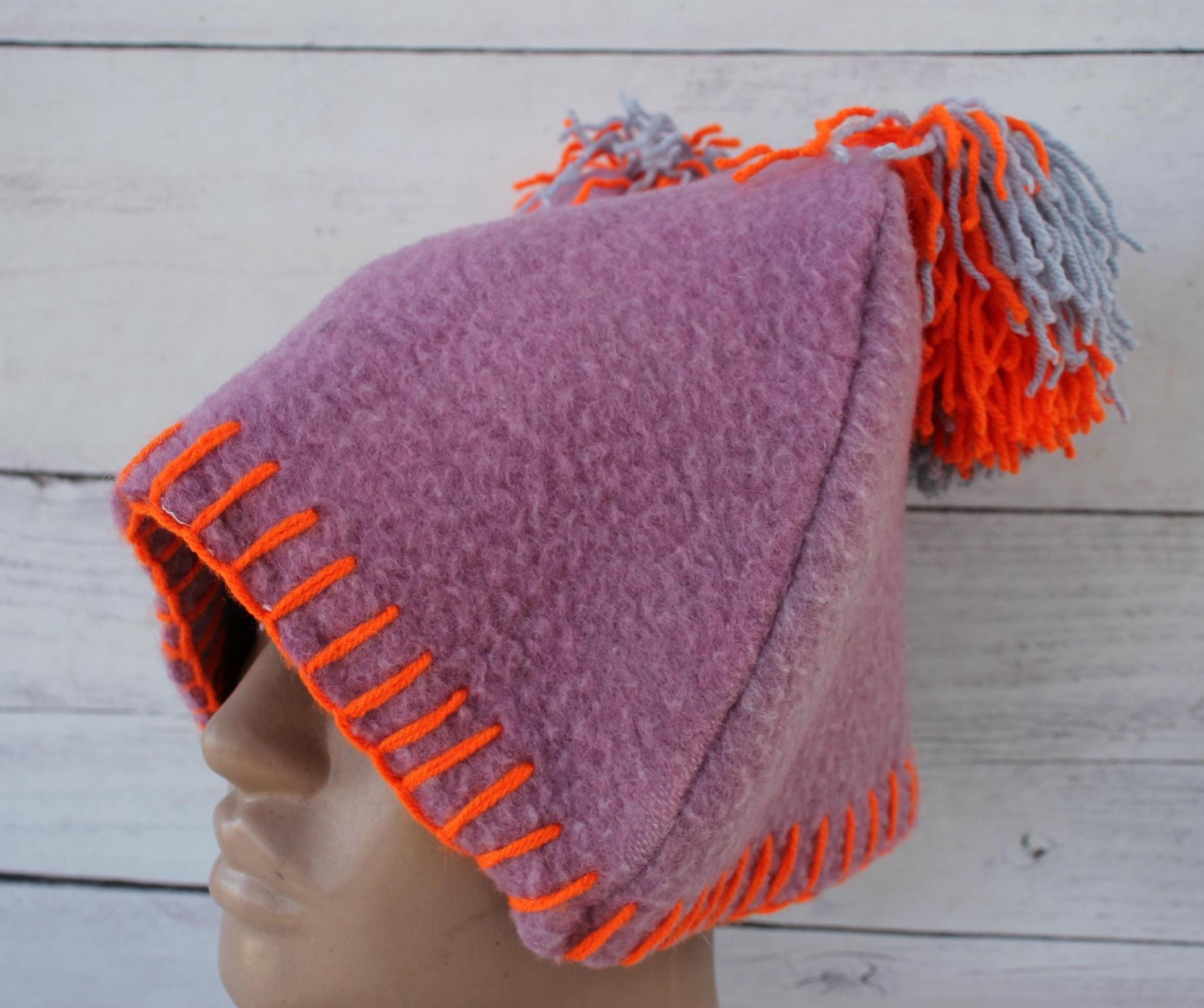 Sauna hat wool, dusty purple banya hat, sauna accessories,custom sauna hat, mauve wool sauna cap,felt sauna hat,bucket hat,hat with balabons