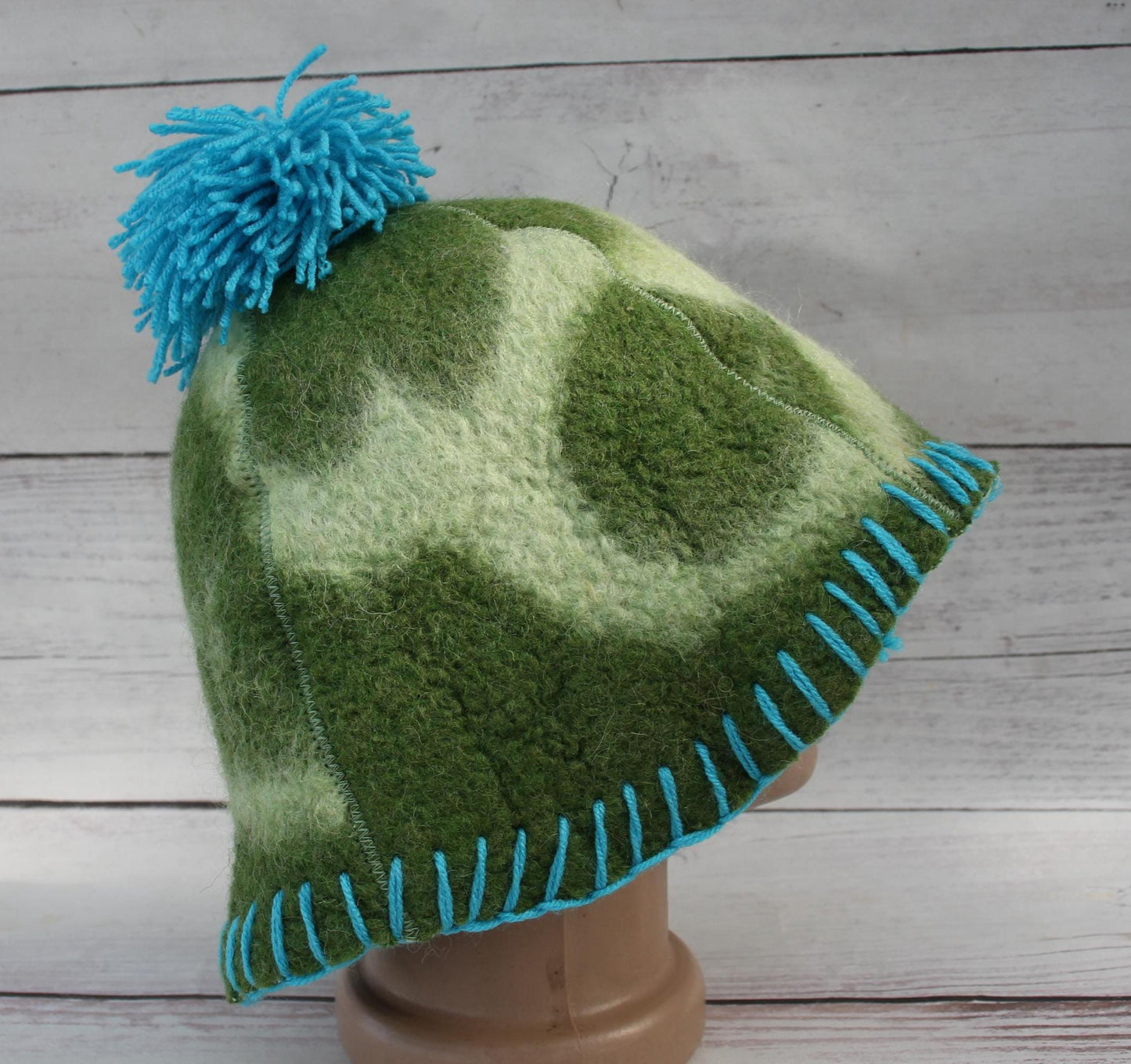 100% wool sauna hat thick,thick large hat for a bath,organic sauna hat,embrodiered green hat cool,handmade banya hat vegan,sauna accessories