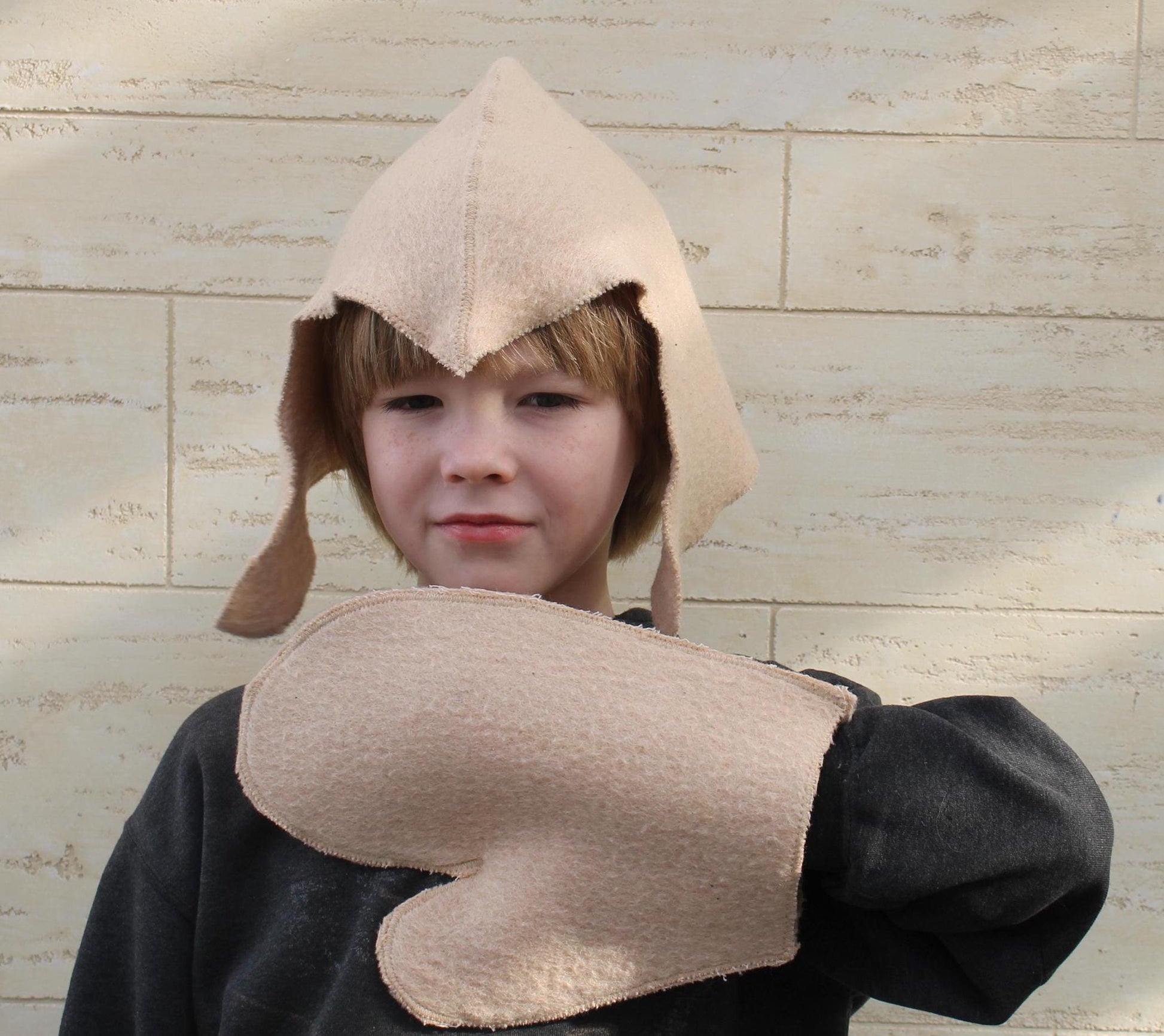 Children's hat and mitten for sauna natural wool,sauna hat viking,bathhouse hat for a child, kids sauna hat cool,vegan handmade hat for bath