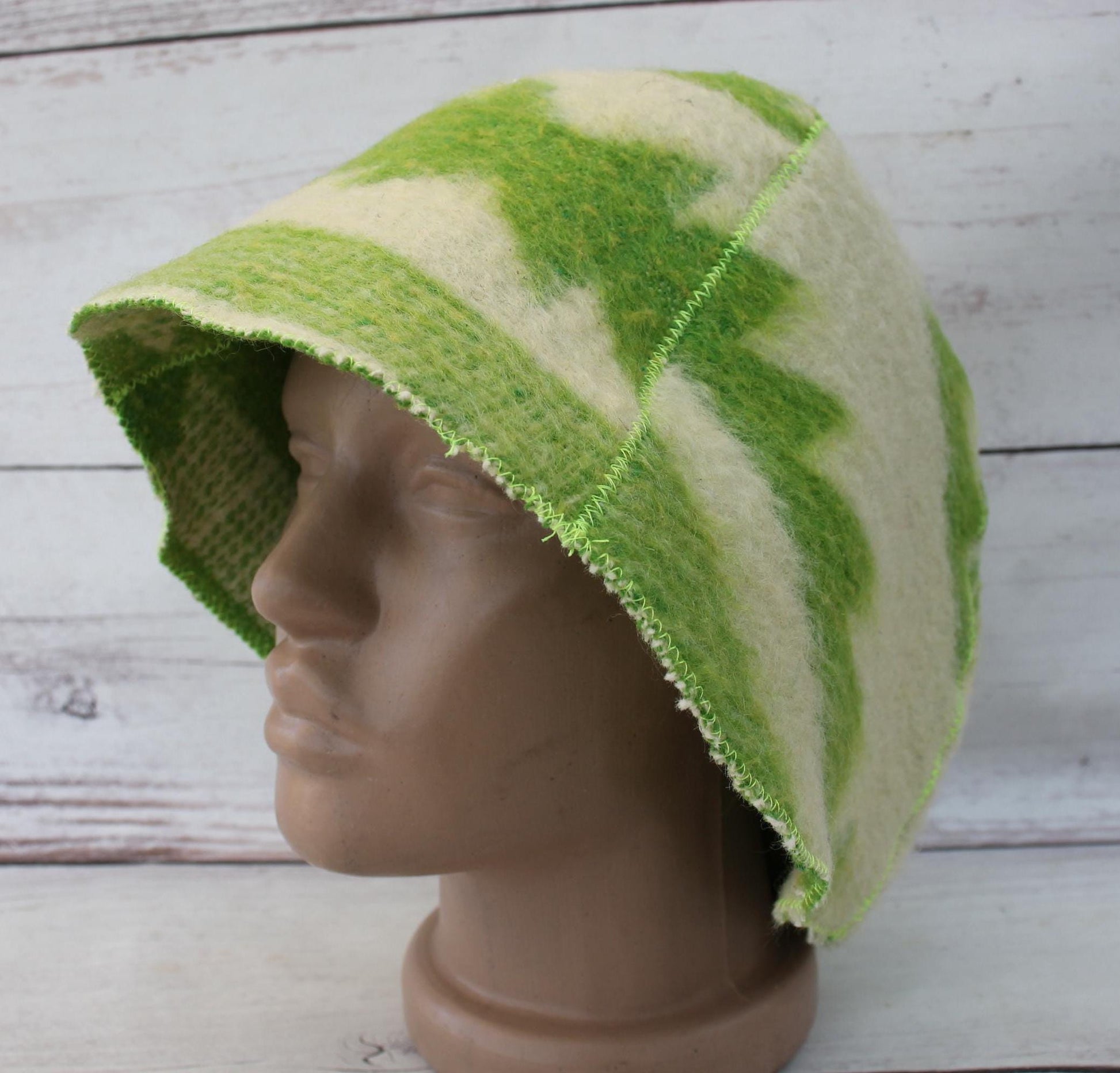 Sauna hat wool,green banya hat,sauna accessories,sauna cap,custom sauna hat,flower wool sauna hat,felt sauna hat,bucket hat,double-sided hat