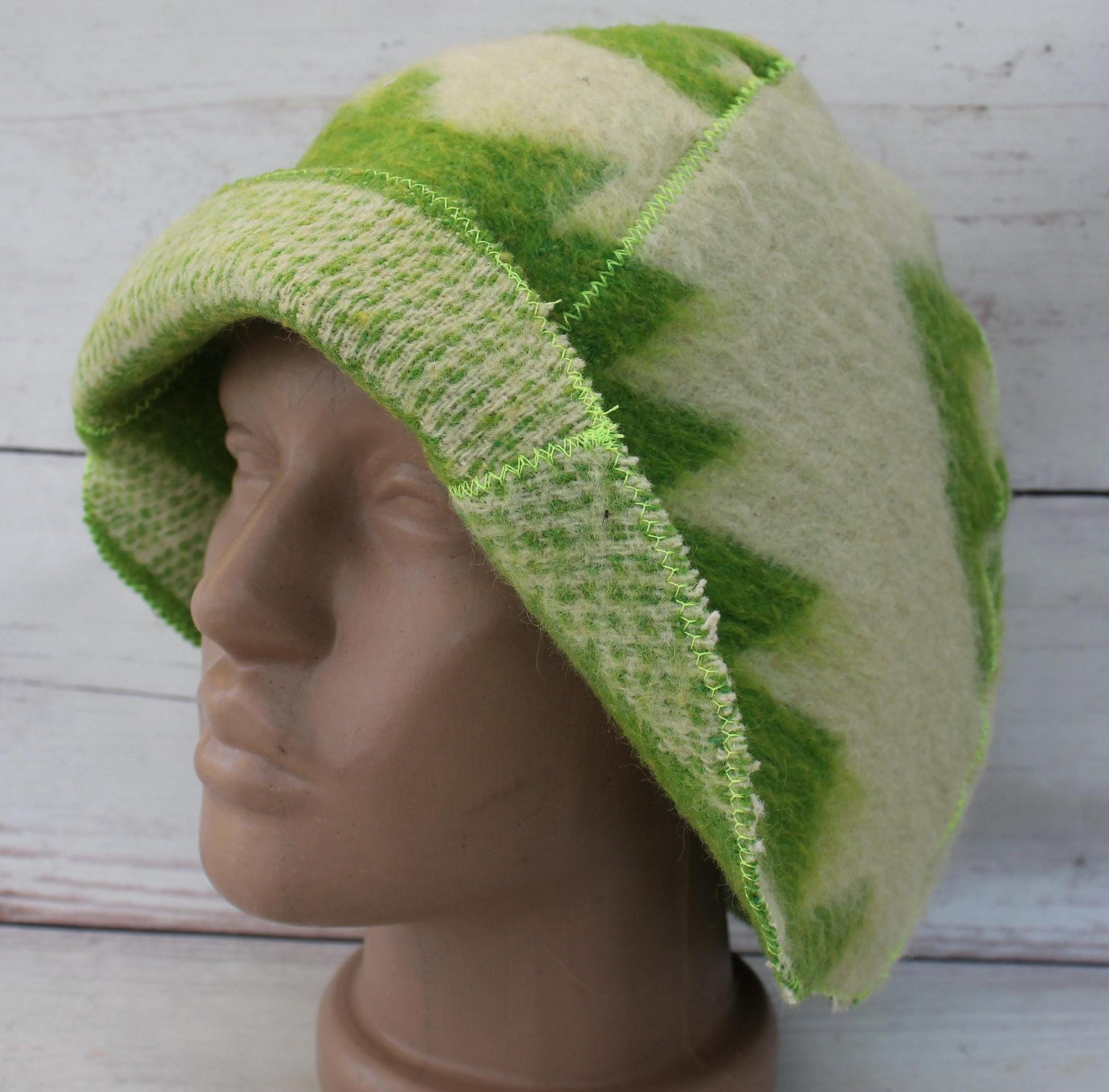 Sauna hat wool,green banya hat,sauna accessories,sauna cap,custom sauna hat,flower wool sauna hat,felt sauna hat,bucket hat,double-sided hat