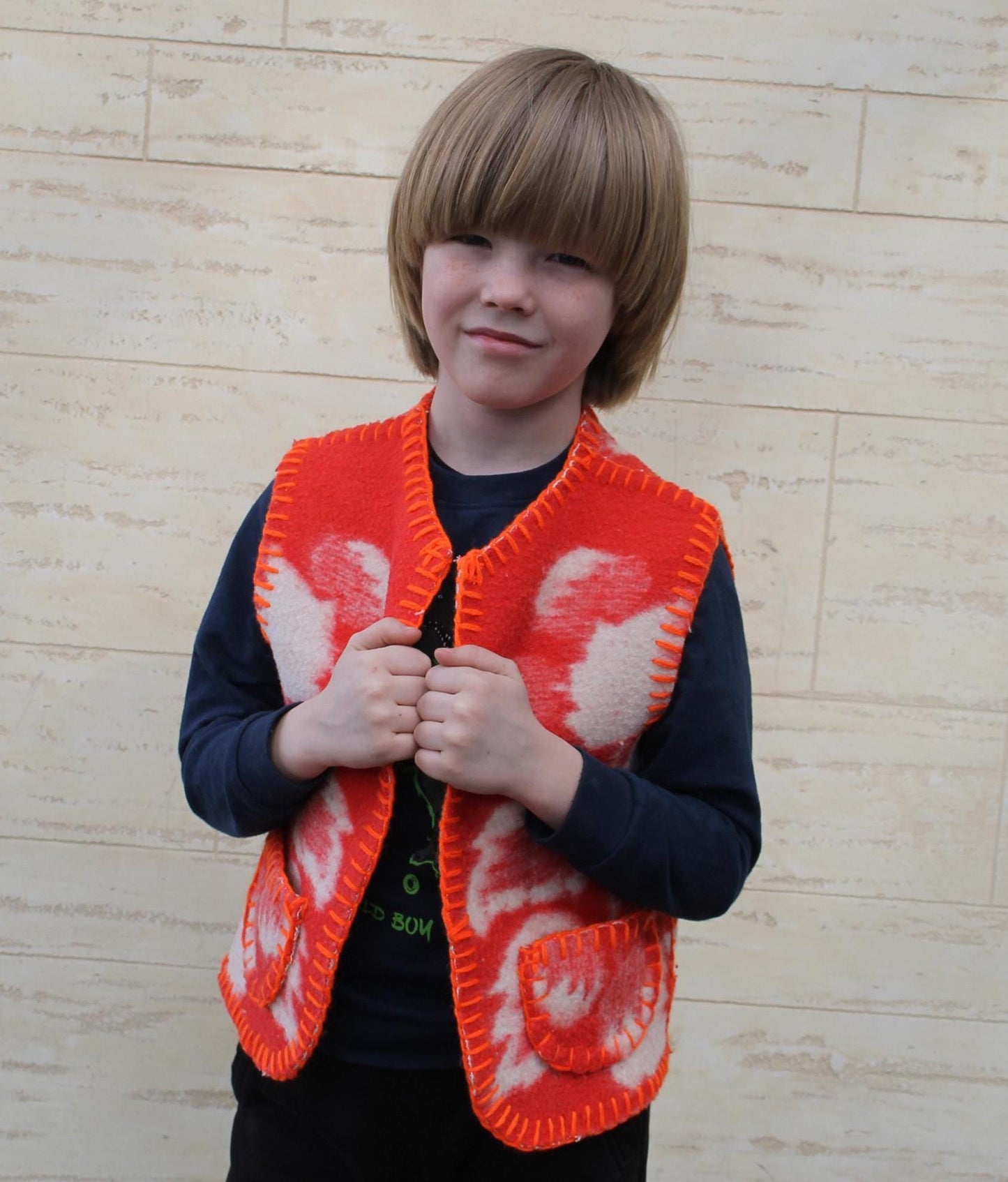 Wool Kids Vest Blanket,Vintage Upcycled Wool Gilet for Boys Girls,Handmade Warm Toddler red Vest Size 5–8 Years,fleece vest,unique kids gift