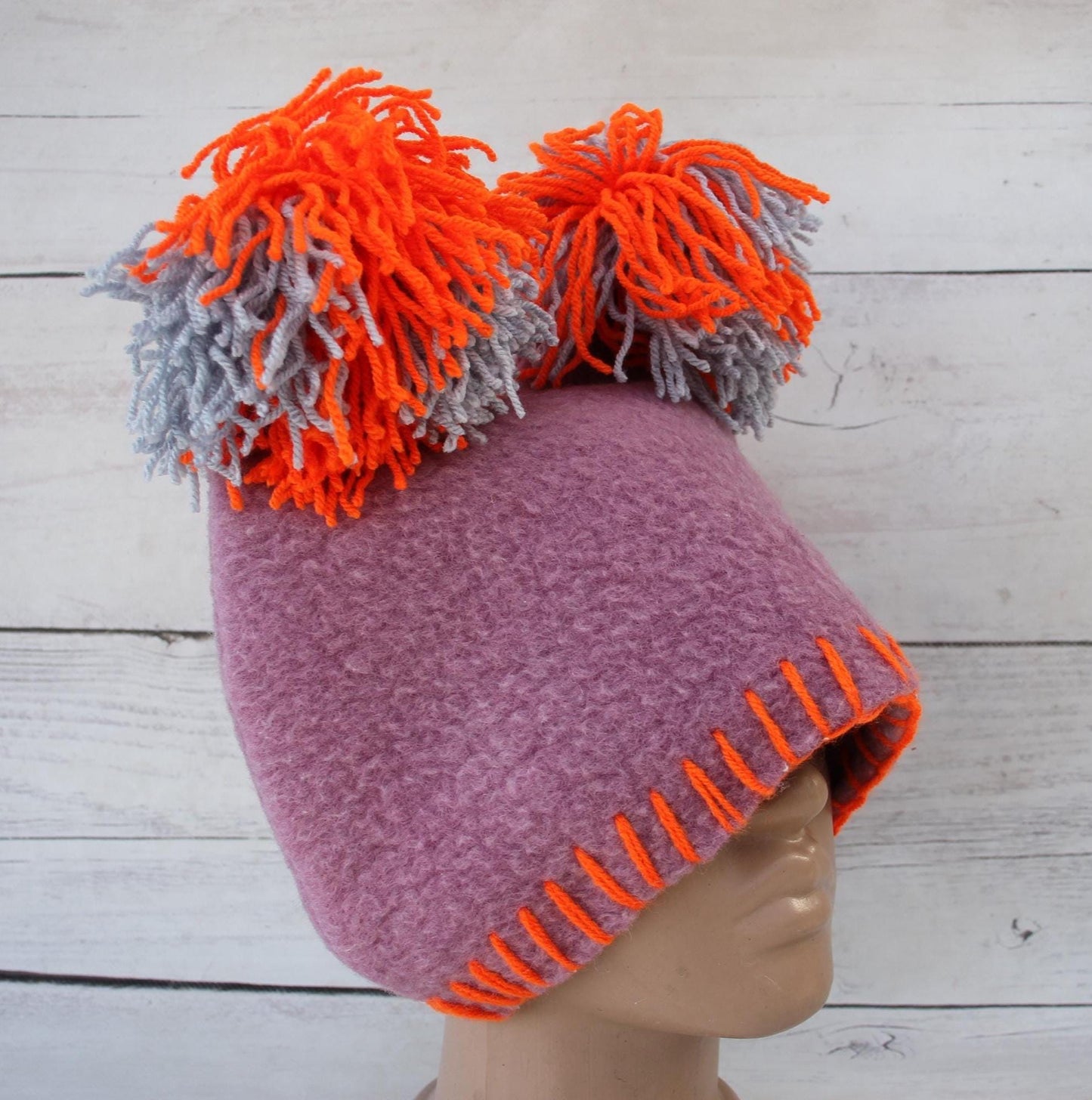 Sauna hat wool, dusty purple banya hat, sauna accessories,custom sauna hat, mauve wool sauna cap,felt sauna hat,bucket hat,hat with balabons