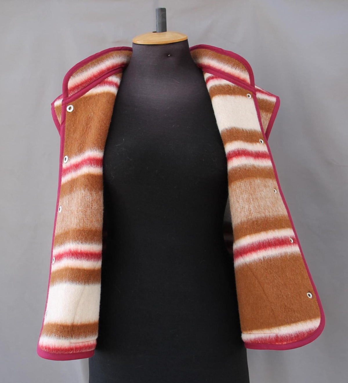 Upcycled Wool Blanket Vest, Handmade Plaid Coat, Size M-L