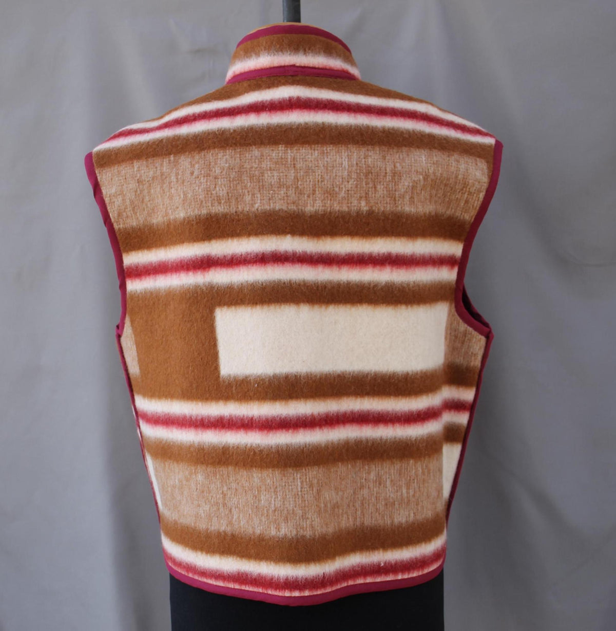 Upcycled Wool Blanket Vest, Handmade Plaid Coat, Size M-L