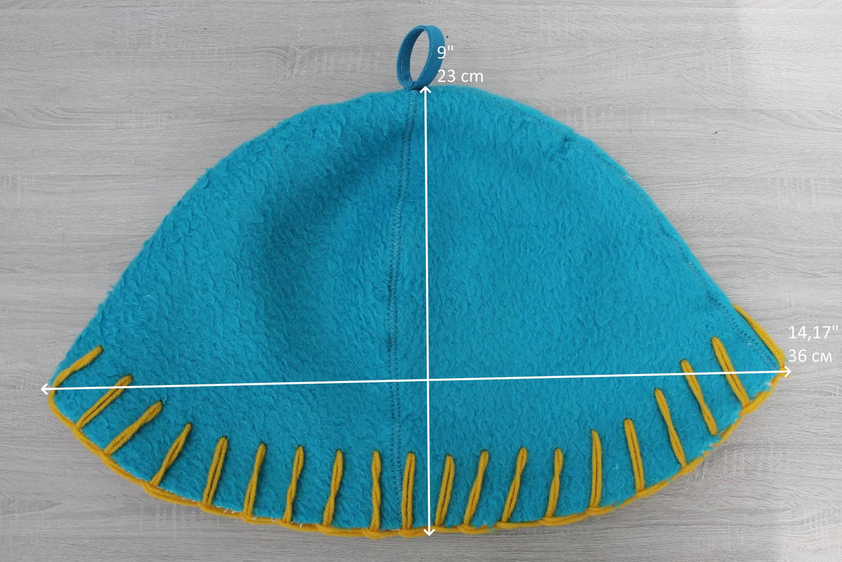 Handmade Wool Sauna Hat, Upcycled Vintage Blanket, Turquoise Banya Hat