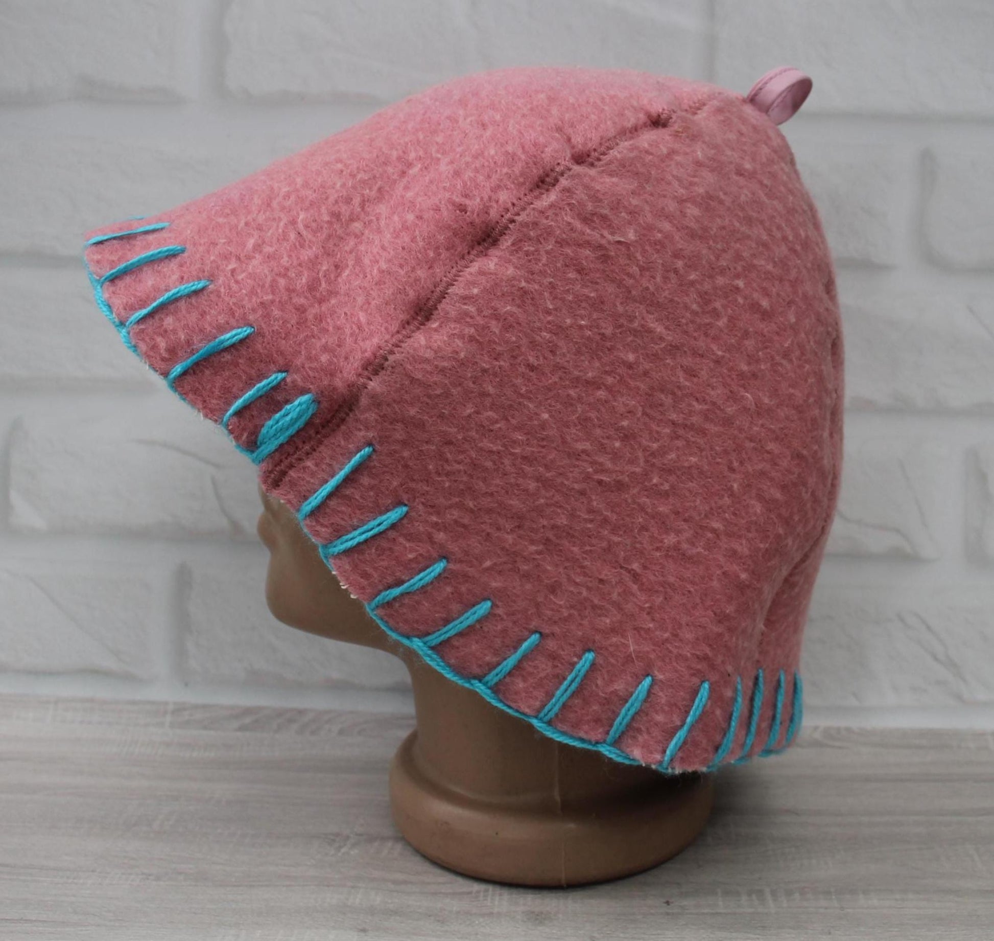 100% wool sauna hat thick,thick large hat for a bath,organic sauna hat,sauna pink hat cool,handmade banya hat vegan, embrodiered sauna hat.