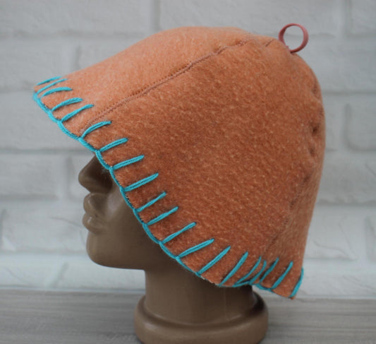 100% wool sauna hat thick,thick large hat for a bath,organic sauna hat,sauna pink hat cool,handmade banya hat vegan, embrodiered sauna hat.