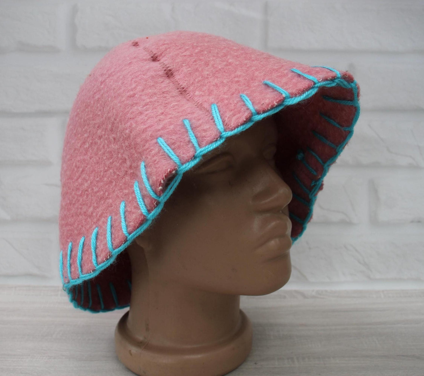 100% wool sauna hat thick,thick large hat for a bath,organic sauna hat,sauna pink hat cool,handmade banya hat vegan, embrodiered sauna hat.