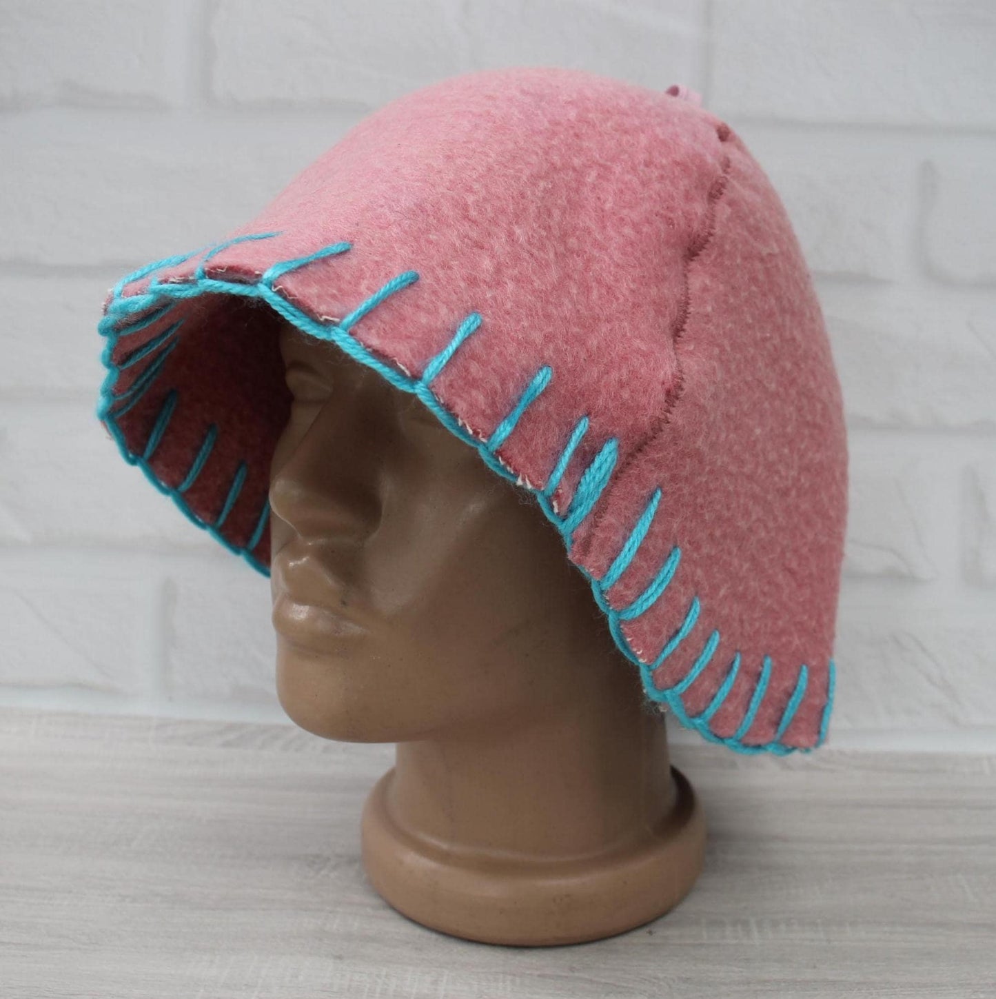 100% wool sauna hat thick,thick large hat for a bath,organic sauna hat,sauna pink hat cool,handmade banya hat vegan, embrodiered sauna hat.