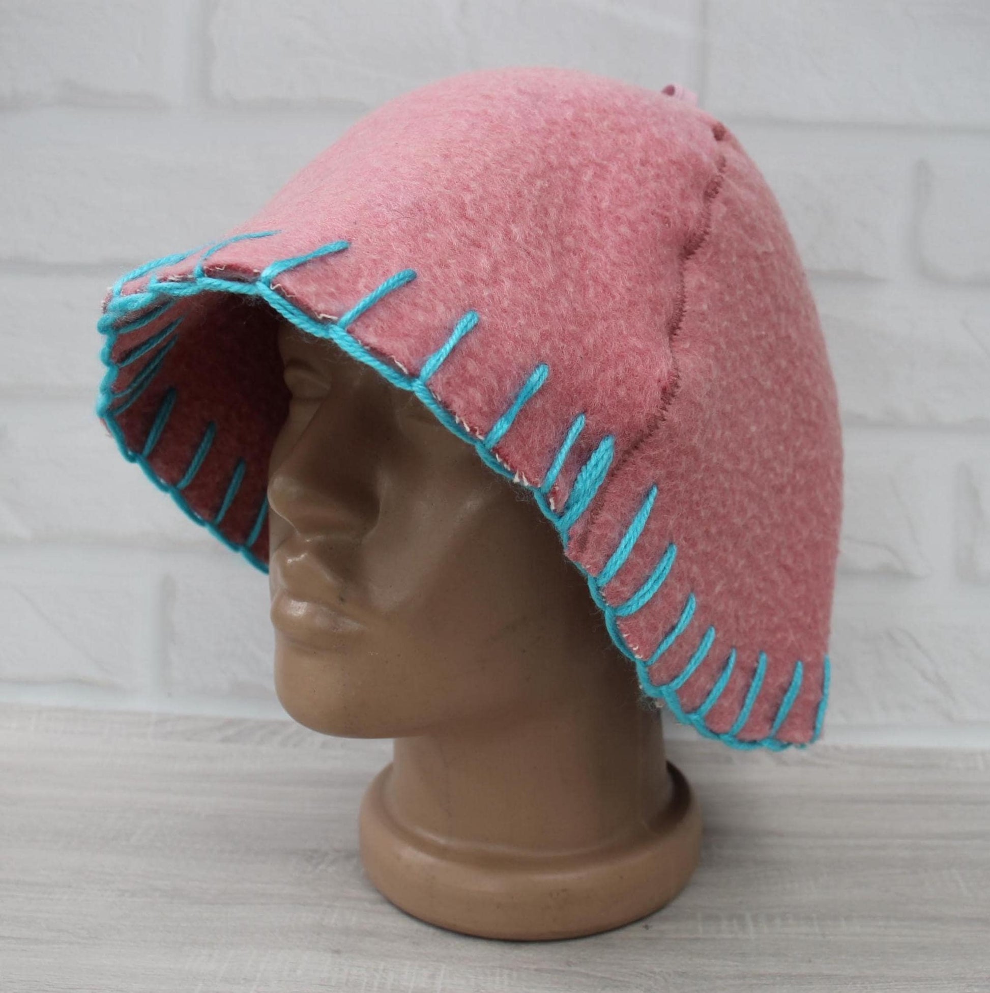 100% wool sauna hat thick,thick large hat for a bath,organic sauna hat,sauna pink hat cool,handmade banya hat vegan, embrodiered sauna hat.