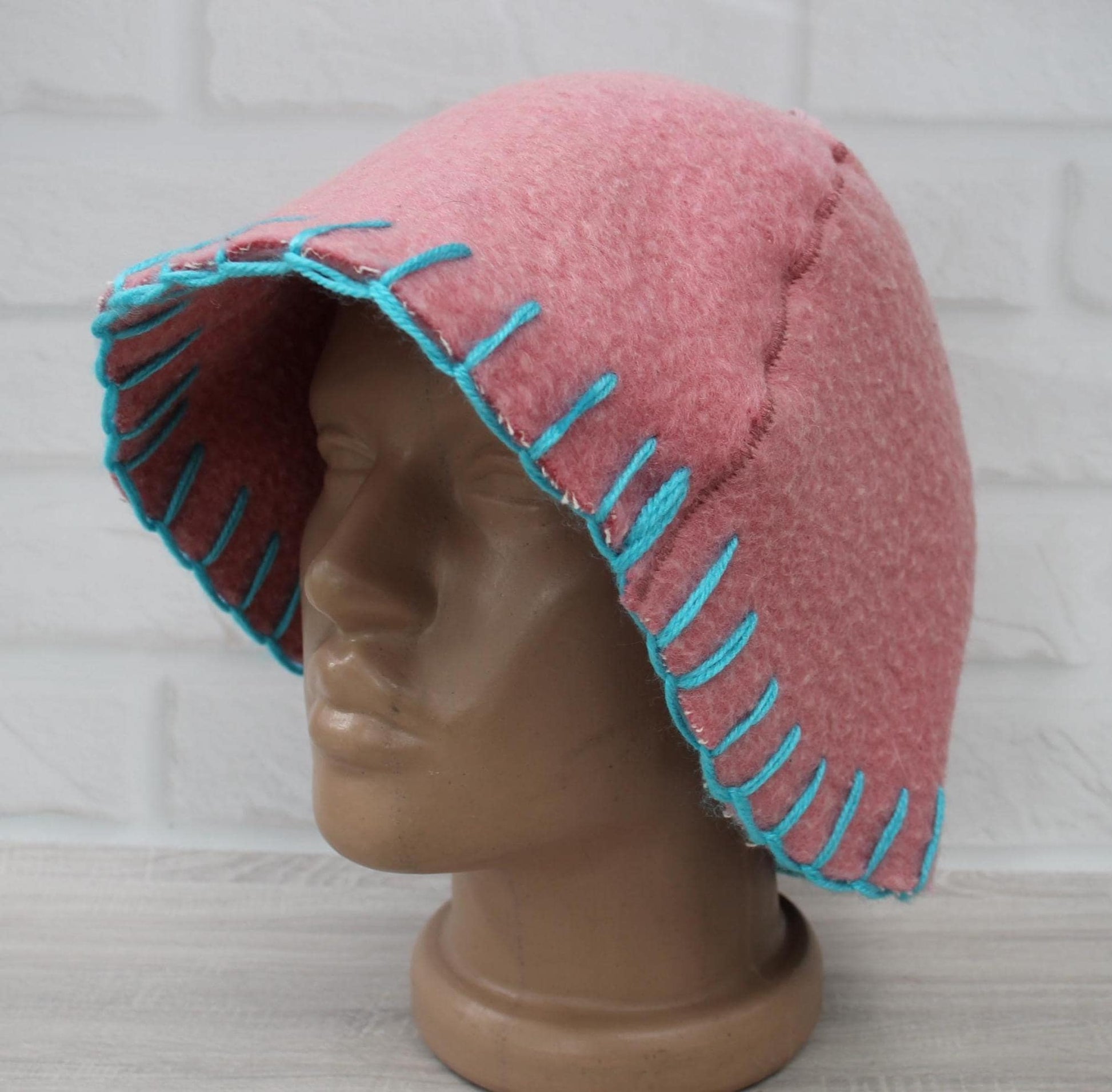 100% wool sauna hat thick,thick large hat for a bath,organic sauna hat,sauna pink hat cool,handmade banya hat vegan, embrodiered sauna hat.