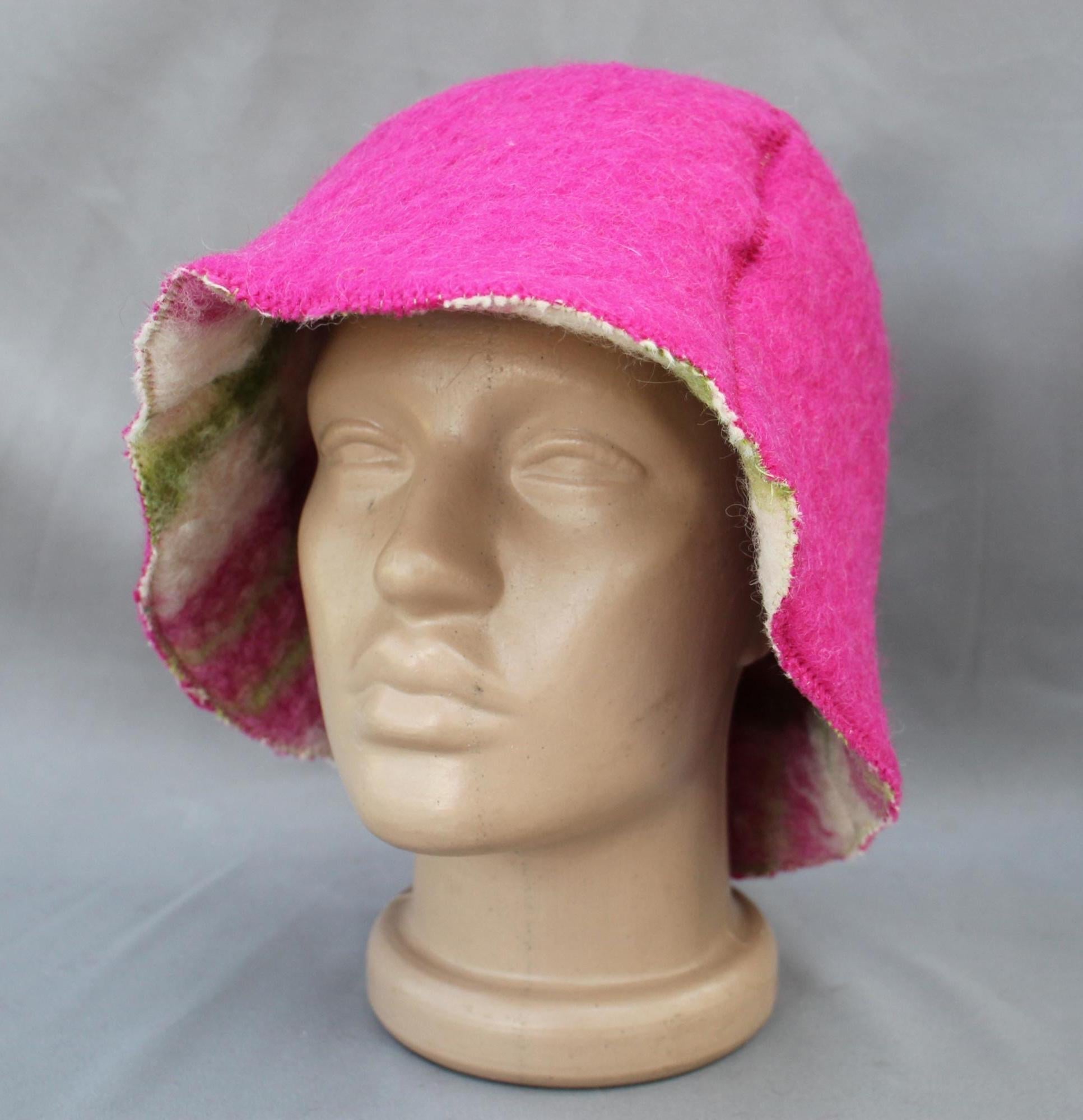 Wool Sauna Hat, Handmade Reversible Bath Hat from Vintage Blanket, Felted Sauna Cap, Unique Spa Accessory,Gift for Sauna Lover,wool bath hat