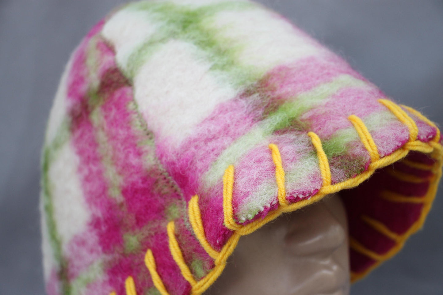 Wool Sauna Hat, Handmade Reversible Bath Hat from Vintage Blanket, Felted Sauna Cap, Unique Spa Accessory,Gift for Sauna Lover,wool bath hat