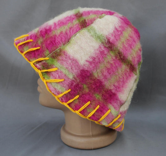 Wool Sauna Hat, Handmade Reversible Bath Hat from Vintage Blanket, Felted Sauna Cap, Unique Spa Accessory,Gift for Sauna Lover,wool bath hat