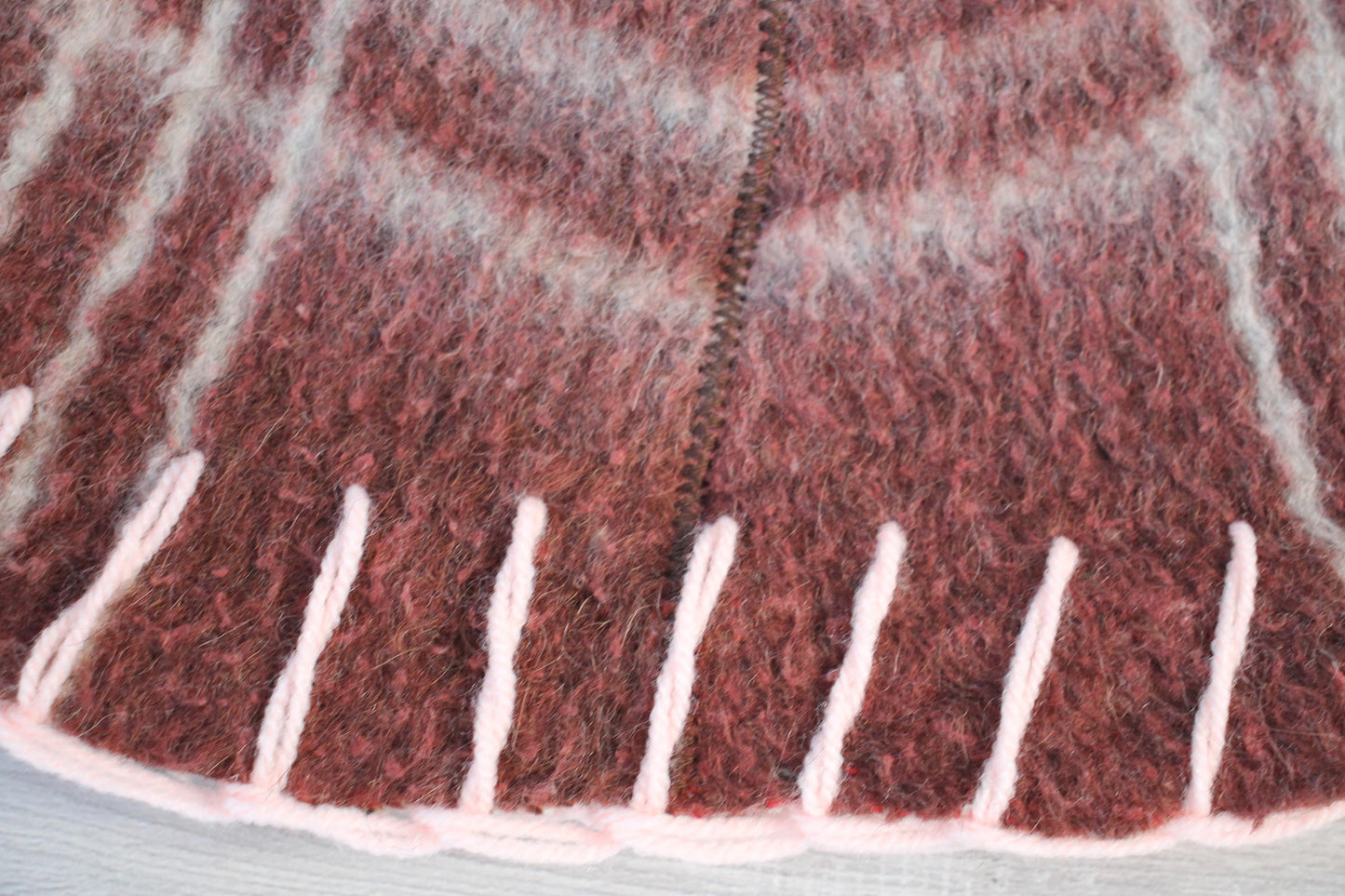 Brown Wool Sauna Hat with Floral, Handmade from Upcycled Vintage Blanket, Unisex Spa Hat,Spa Wellness Accessory,Unique Gift for Sauna.