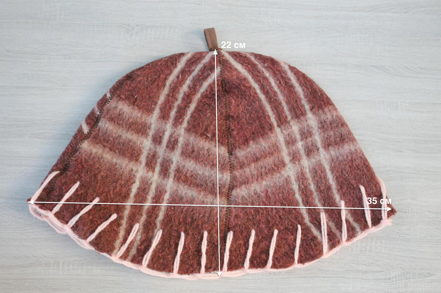 Brown Wool Sauna Hat with Floral, Handmade from Upcycled Vintage Blanket, Unisex Spa Hat,Spa Wellness Accessory,Unique Gift for Sauna.