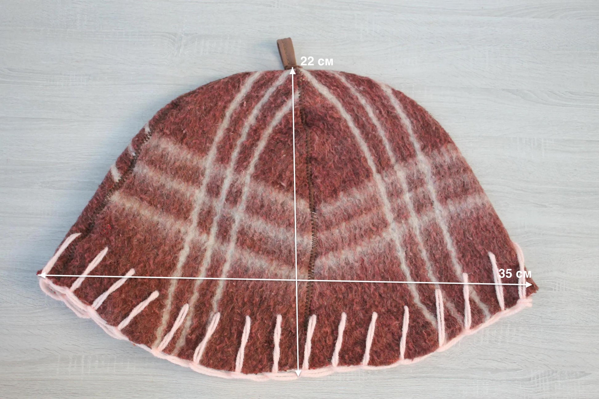 Brown Wool Sauna Hat with Floral, Handmade from Upcycled Vintage Blanket, Unisex Spa Hat,Spa Wellness Accessory,Unique Gift for Sauna.