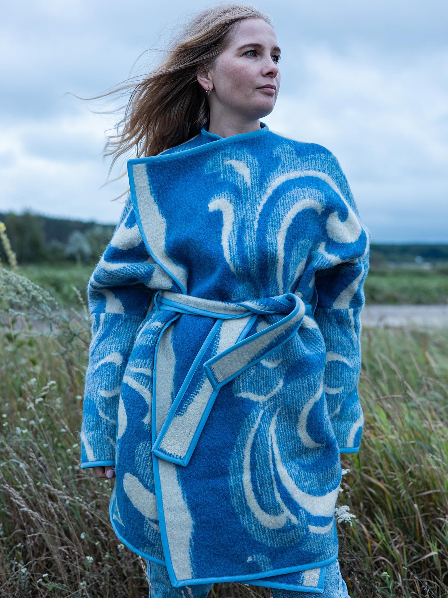 Blanket jacket oversize,handmade wool blanket jacket,capote coat,blue upcycled jackets blanket,dutch blanket coat,woolen coat plaid,Ukraine