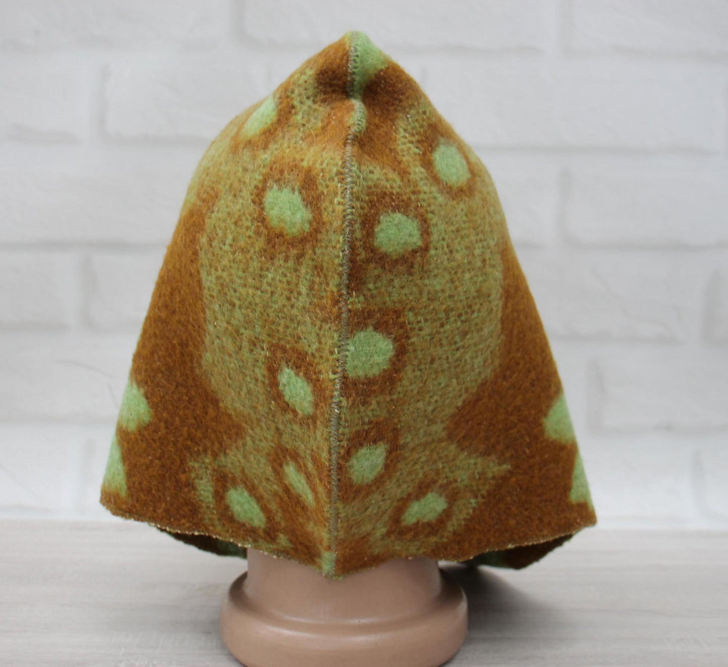 Sauna Hat 100% Natural Wool,sauna hat viking, sauna green hat cool, handmade sauna hat vegan, hat with mitten for a bath, sauna hat for men.