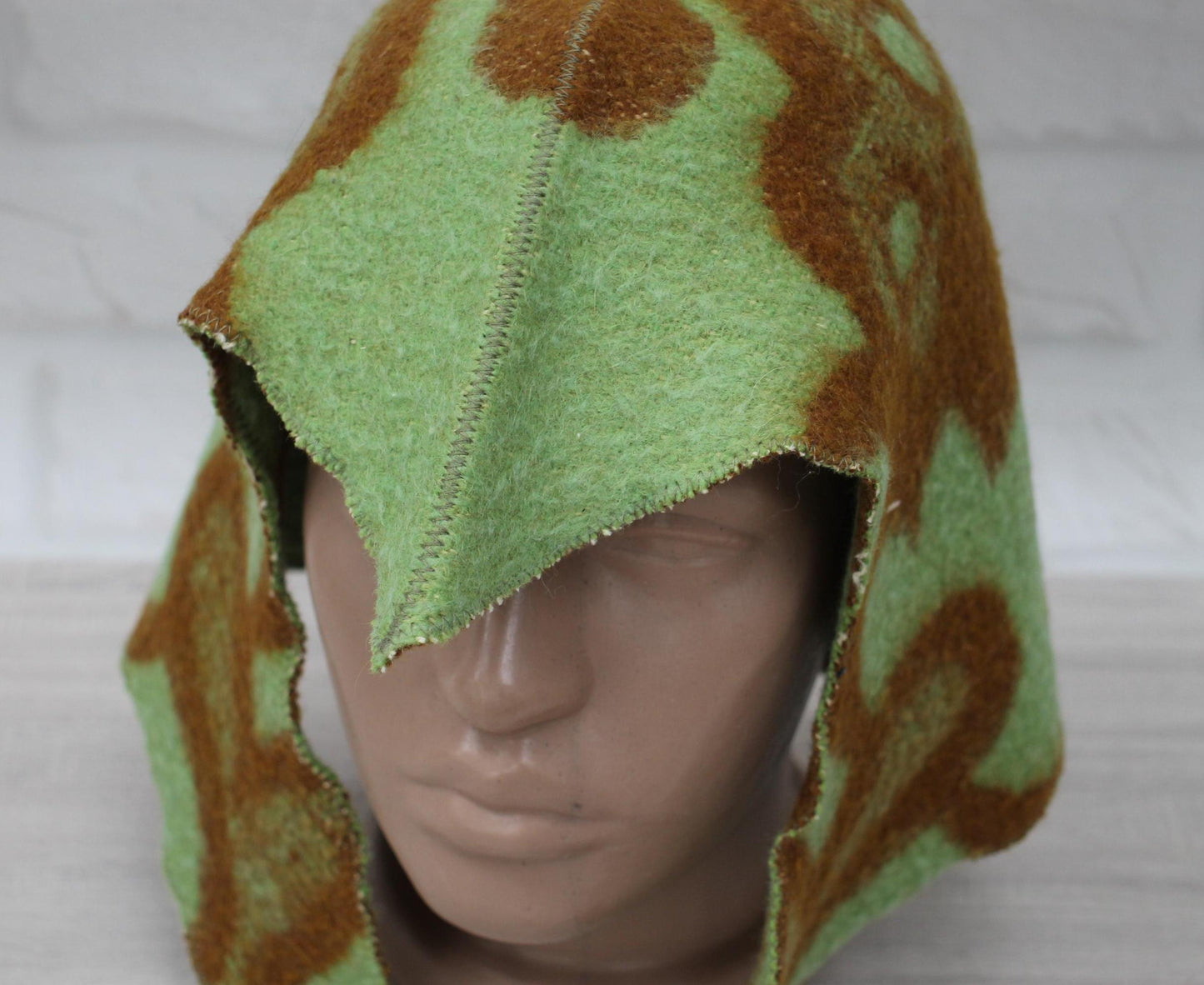 Sauna Hat 100% Natural Wool,sauna hat viking, sauna green hat cool, handmade sauna hat vegan, hat with mitten for a bath, sauna hat for men.