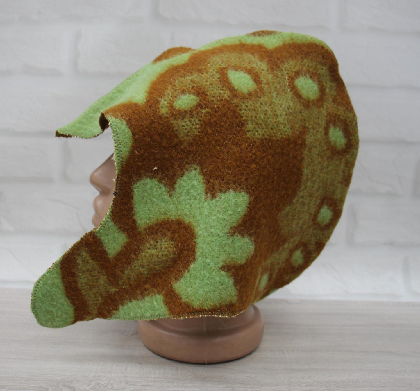 Sauna Hat 100% Natural Wool,sauna hat viking, sauna green hat cool, handmade sauna hat vegan, hat with mitten for a bath, sauna hat for men.