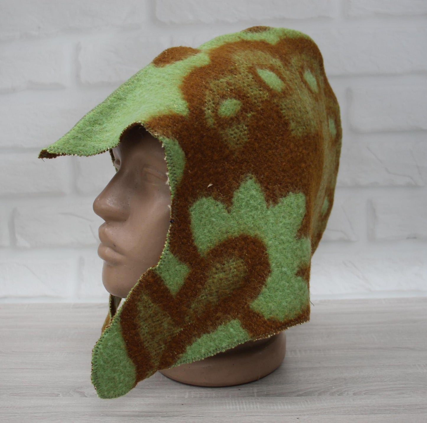 Sauna Hat 100% Natural Wool,sauna hat viking, sauna green hat cool, handmade sauna hat vegan, hat with mitten for a bath, sauna hat for men.