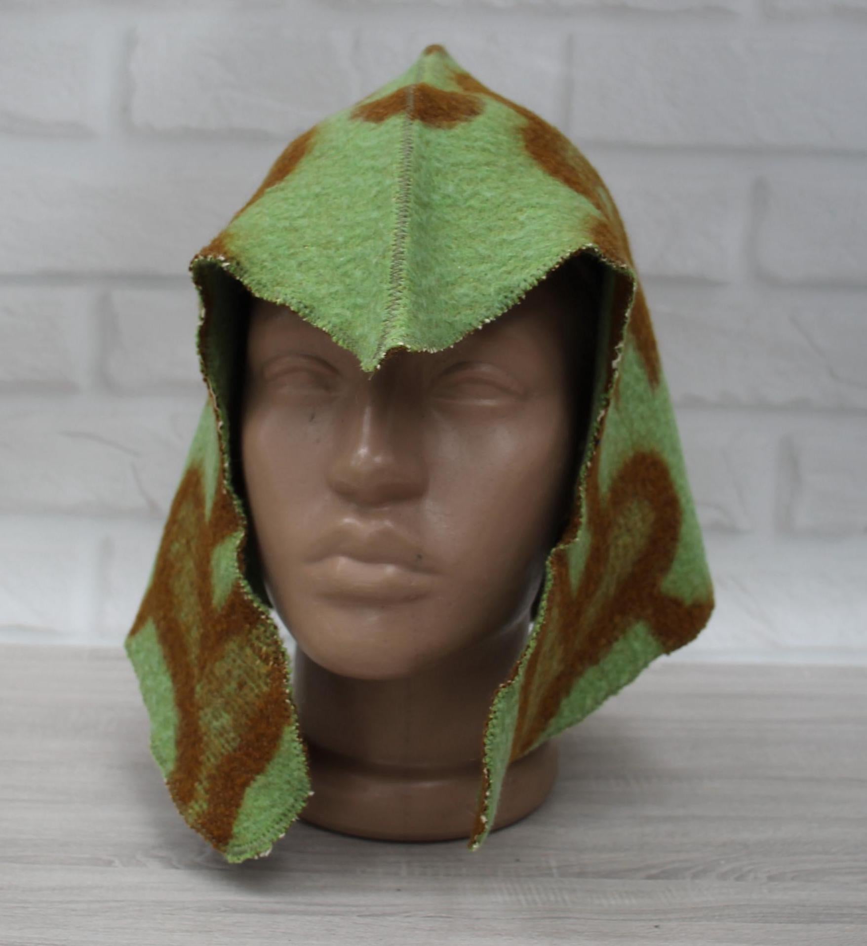 Sauna Hat 100% Natural Wool,sauna hat viking, sauna green hat cool, handmade sauna hat vegan, hat with mitten for a bath, sauna hat for men.