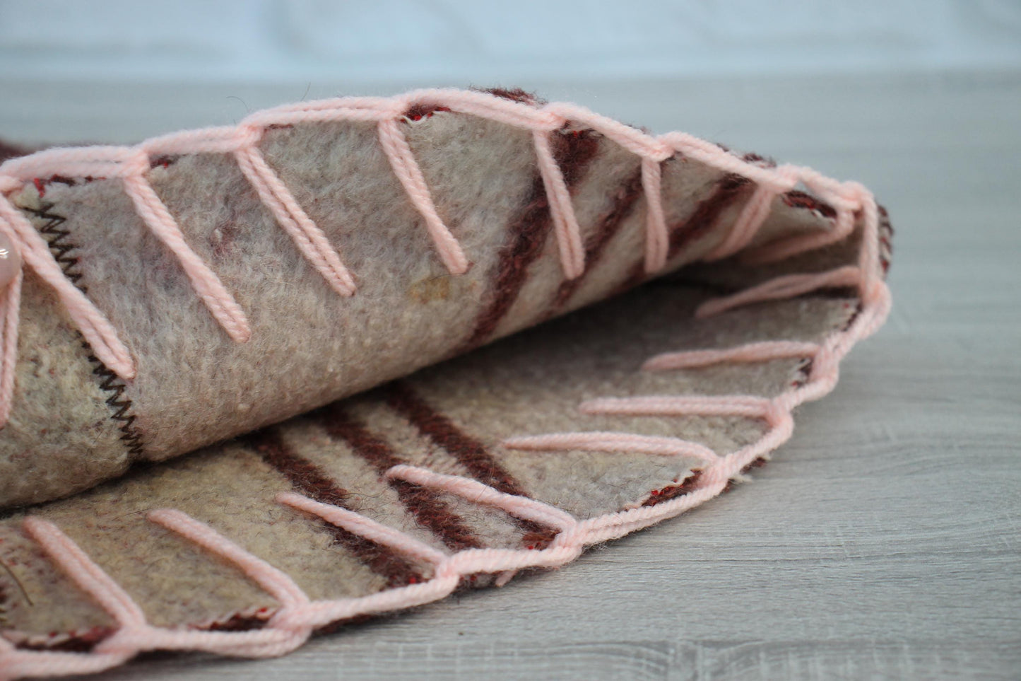 Brown Wool Sauna Hat with Floral, Handmade from Upcycled Vintage Blanket, Unisex Spa Hat,Spa Wellness Accessory,Unique Gift for Sauna.