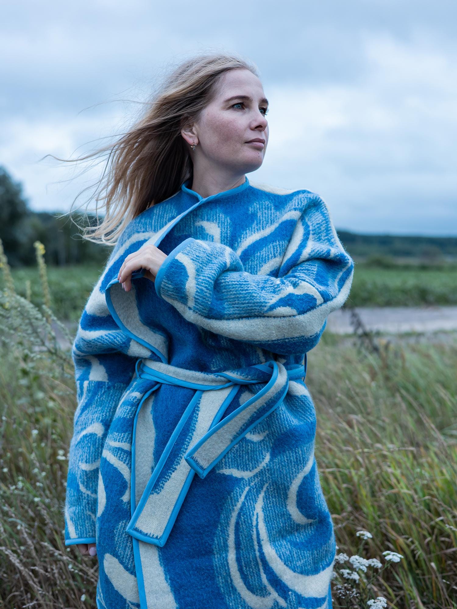 Blanket jacket oversize,handmade wool blanket jacket,capote coat,blue upcycled jackets blanket,dutch blanket coat,woolen coat plaid,Ukraine