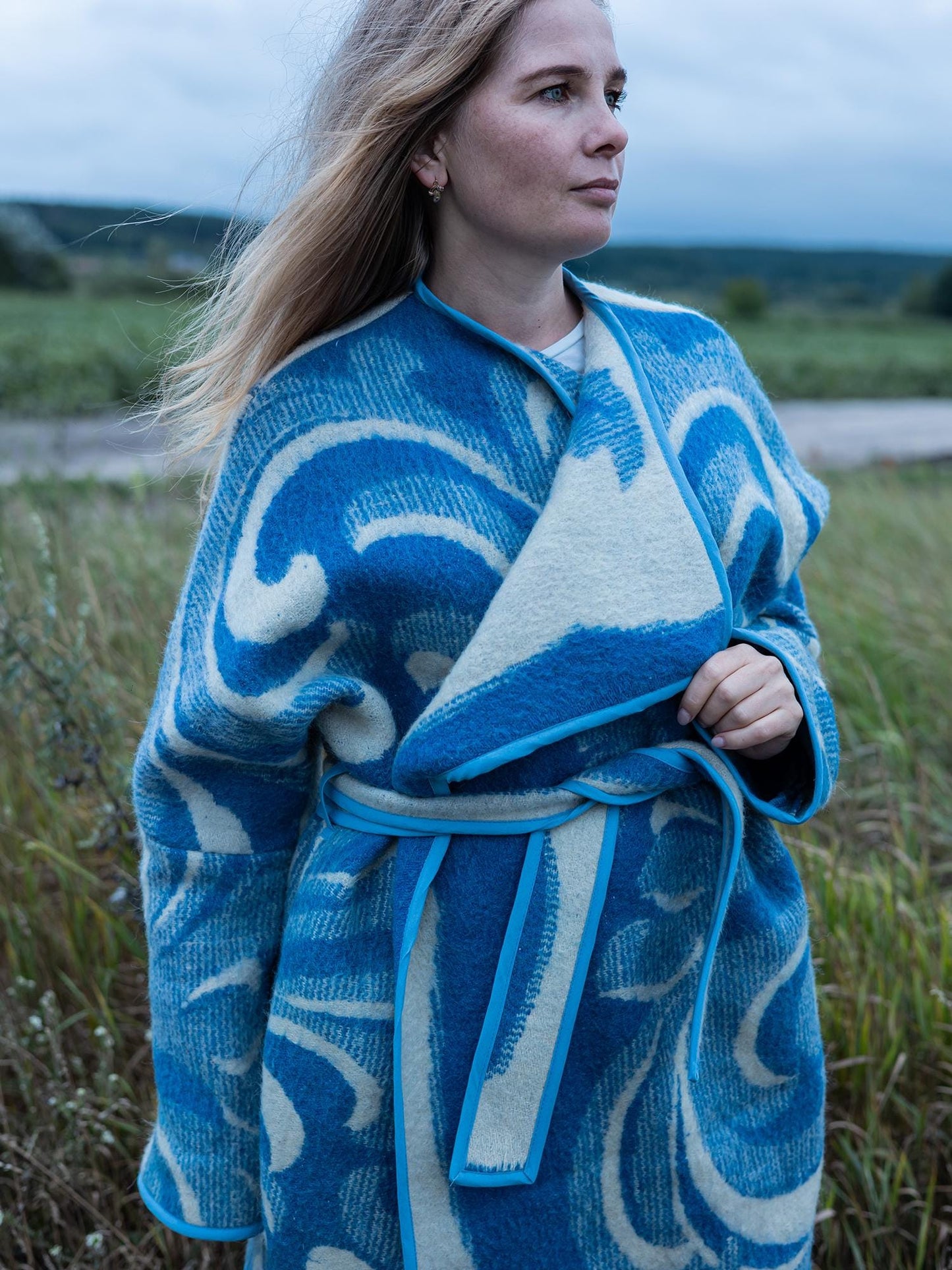 Blanket jacket oversize,handmade wool blanket jacket,capote coat,blue upcycled jackets blanket,dutch blanket coat,woolen coat plaid,Ukraine