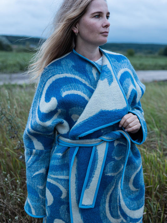 Blanket jacket oversize,handmade wool blanket jacket,capote coat,blue upcycled jackets blanket,dutch blanket coat,woolen coat plaid,Ukraine