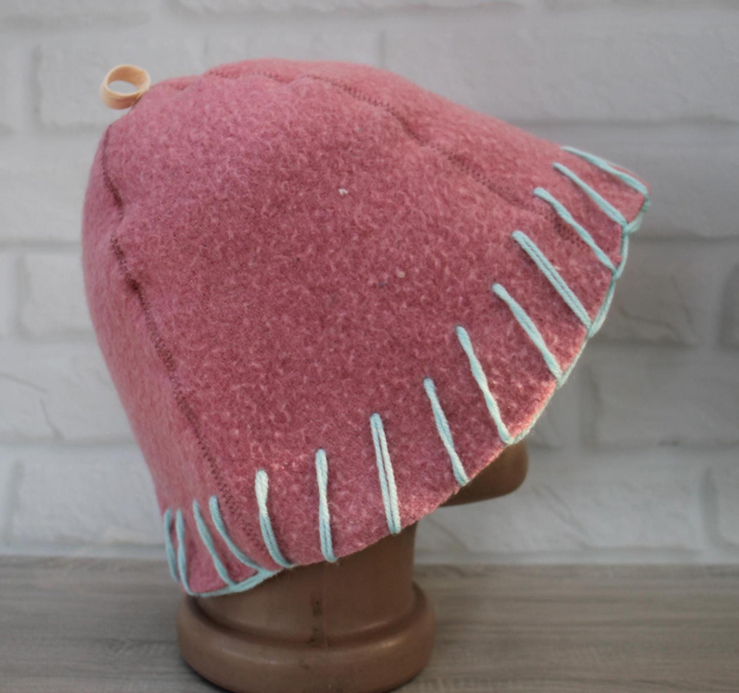 Upcycled Wool Sauna Hat Handmade, Reversible pink Banya Hat, Eco-Friendly Spa Gift, Warm Felted Steam Room Cap for Sauna Lover