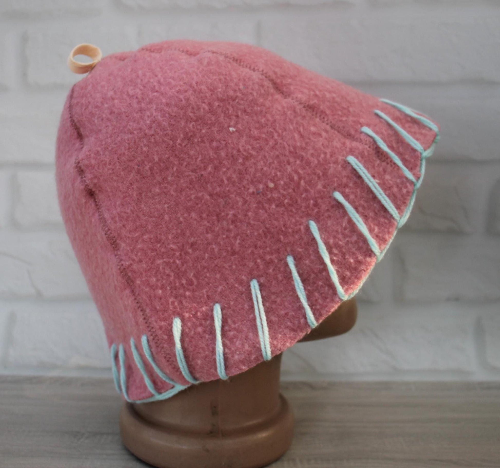 Upcycled Wool Sauna Hat Handmade, Reversible pink Banya Hat, Eco-Friendly Spa Gift, Warm Felted Steam Room Cap for Sauna Lover