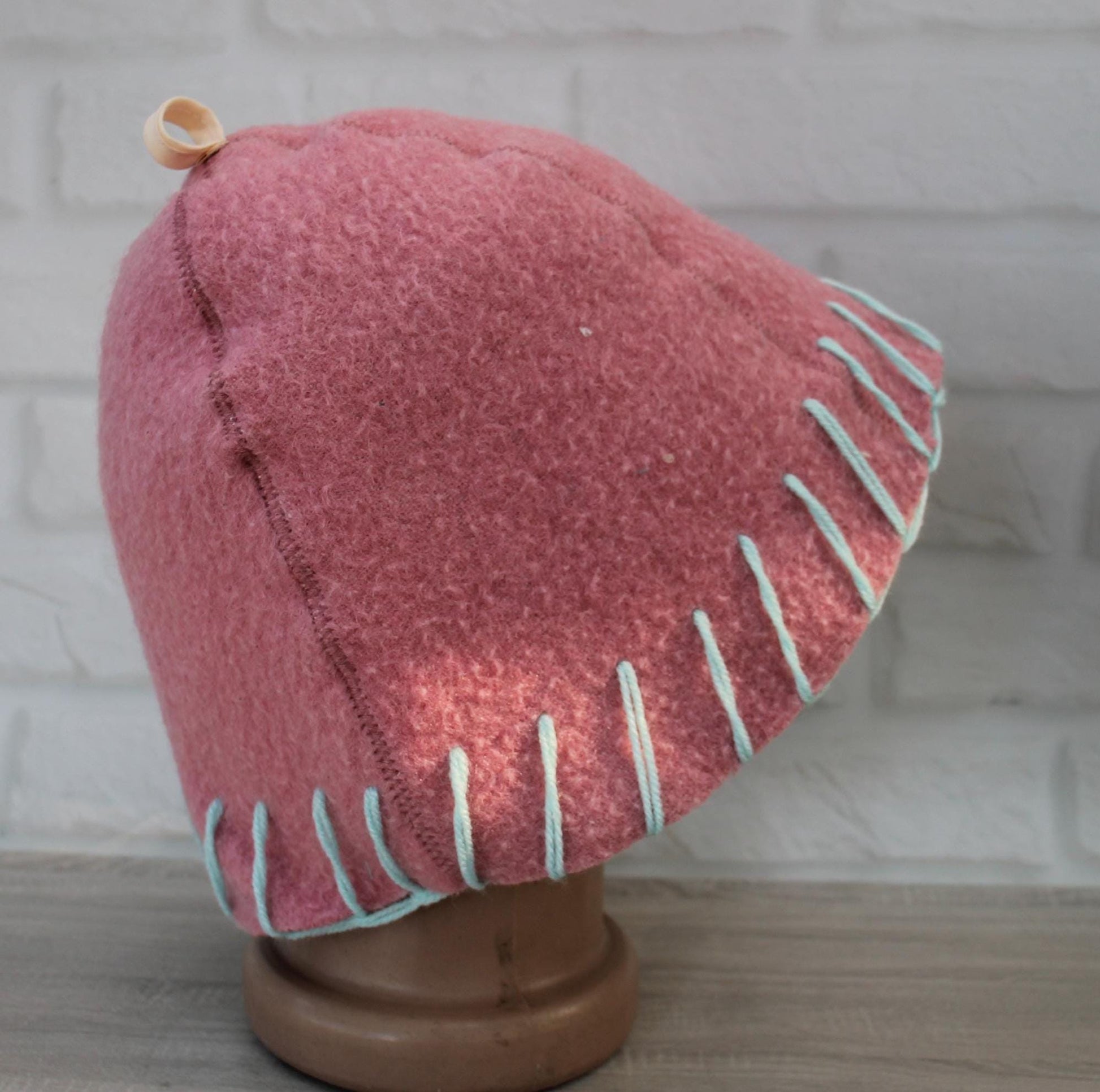 Upcycled Wool Sauna Hat Handmade, Reversible pink Banya Hat, Eco-Friendly Spa Gift, Warm Felted Steam Room Cap for Sauna Lover