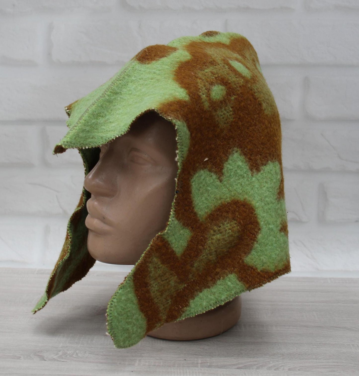 Sauna Hat 100% Natural Wool,sauna hat viking, sauna green hat cool, handmade sauna hat vegan, hat with mitten for a bath, sauna hat for men.