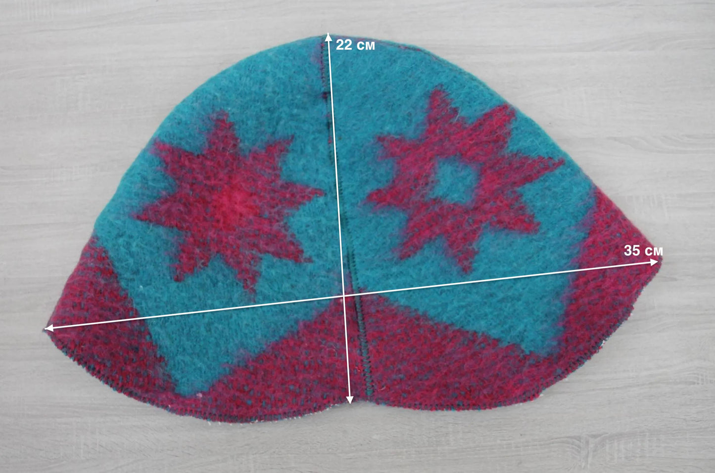 Blue Wool Sauna Hat with Floral, Handmade from Upcycled Vintage Blanket, Unisex Spa Hat,Spa Wellness Accessory,Unique Gift for Sauna.