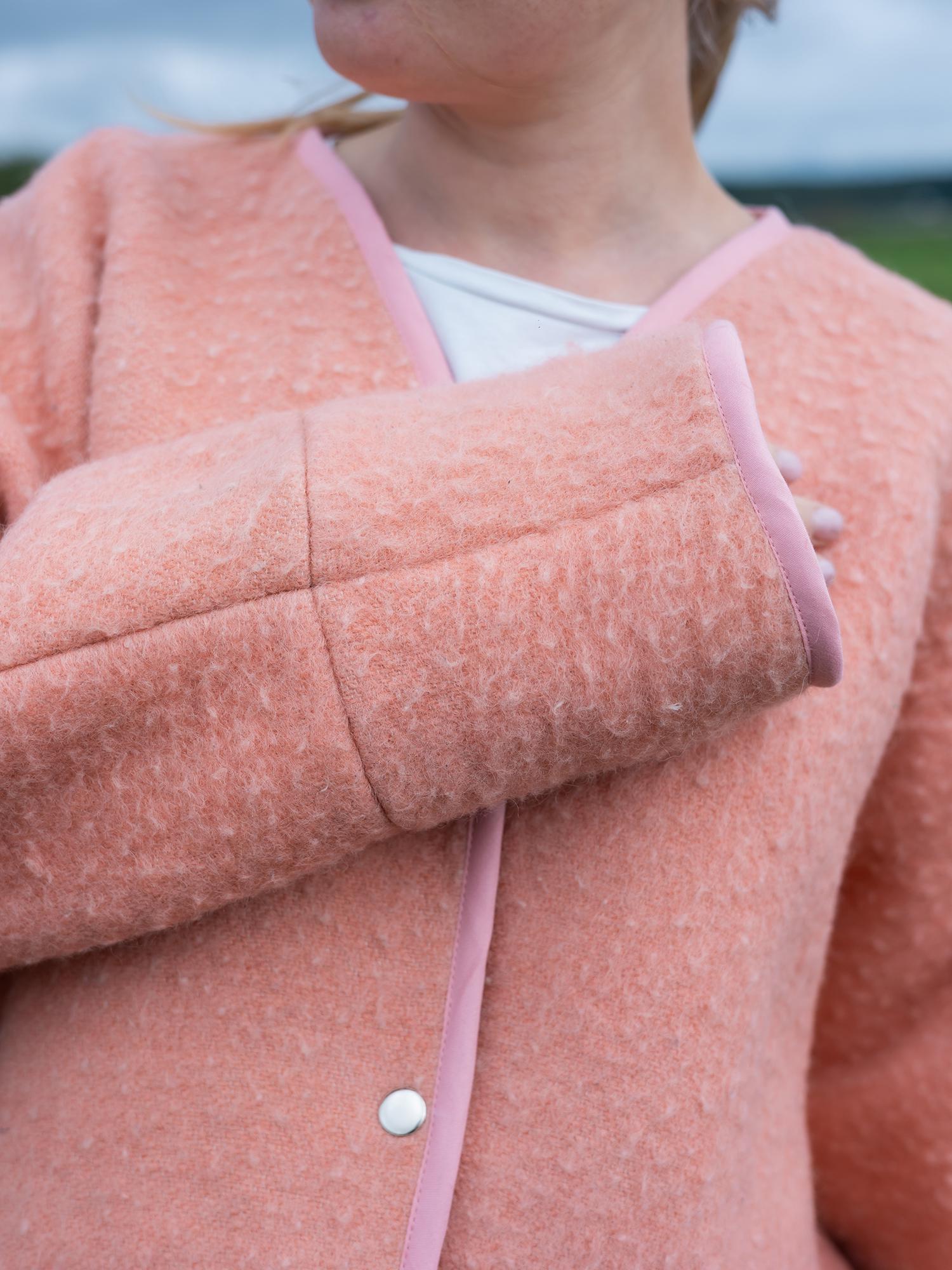 Handmade Pink Wool Coat M L, Upcycled Vintage Blanket Jacket, Oversized Cardigan, Soft Boho Outerwear, Women’s Warm Wool Coat