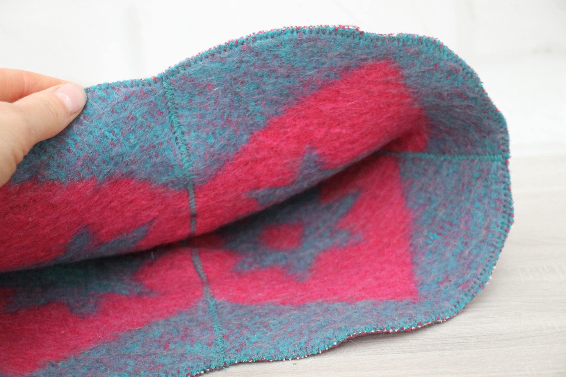 Blue Wool Sauna Hat with Floral, Handmade from Upcycled Vintage Blanket, Unisex Spa Hat,Spa Wellness Accessory,Unique Gift for Sauna.