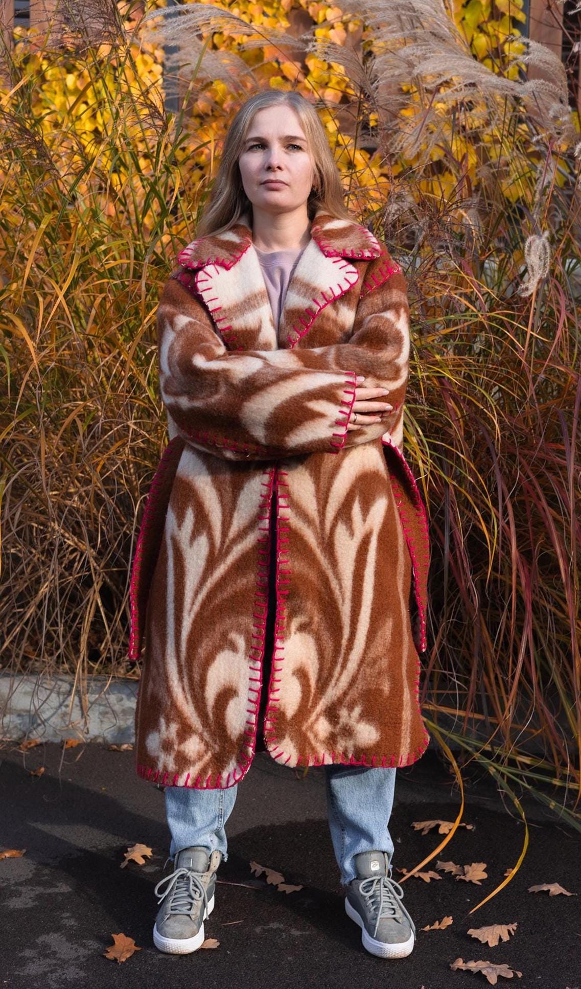 Wool Blanket Coat Oversized, Upcycled Jacket.