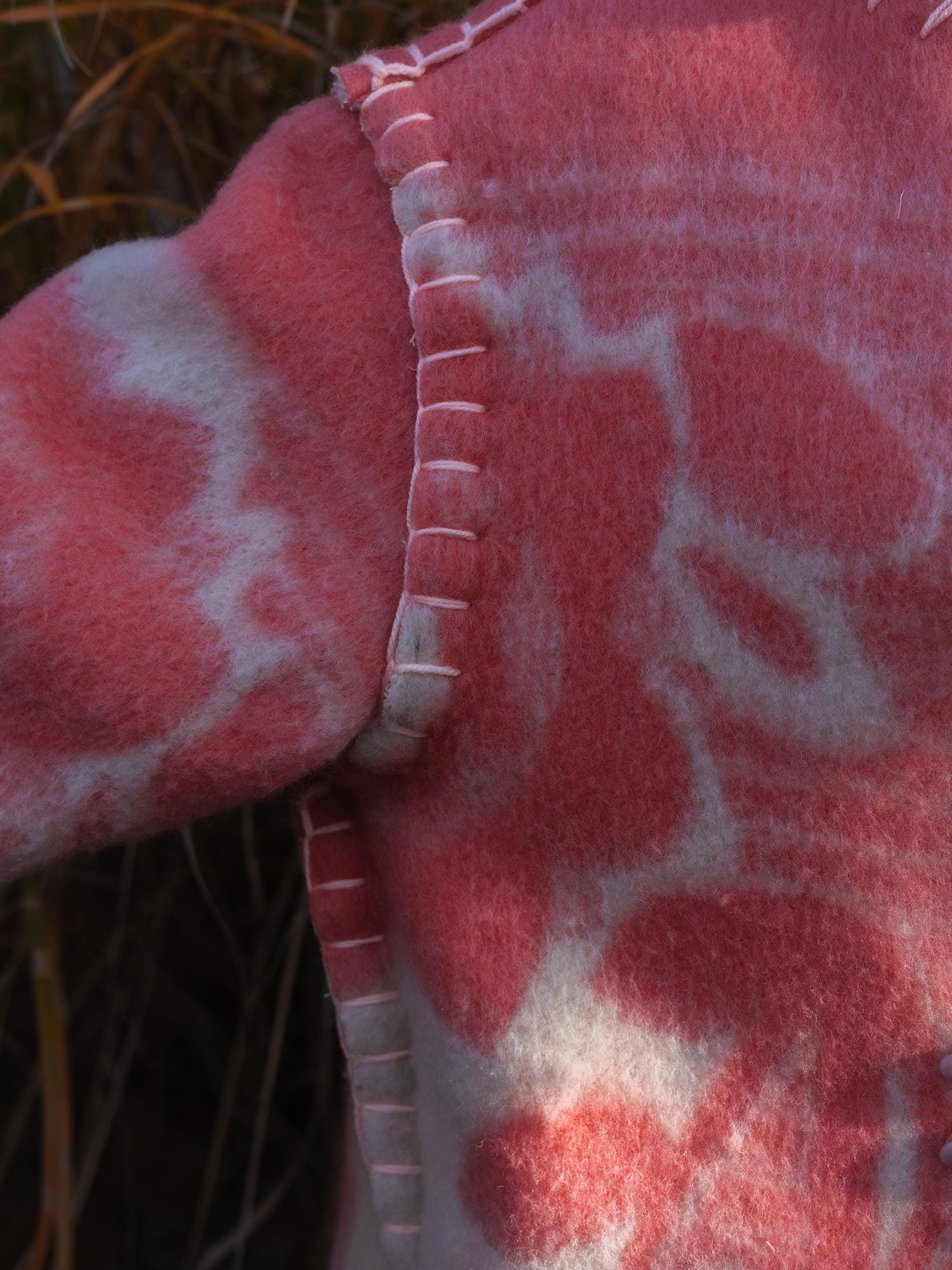 Wool Blanket Coat Oversized, Upcycled pink jacket.