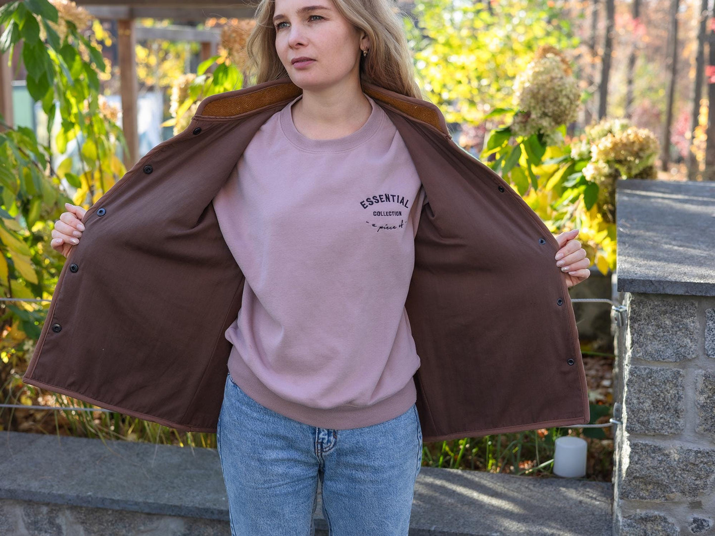 Vintage Blanket Jacket with Pockets and Lining, Upcycled Wool Coat, Green Brown Floral Size 44