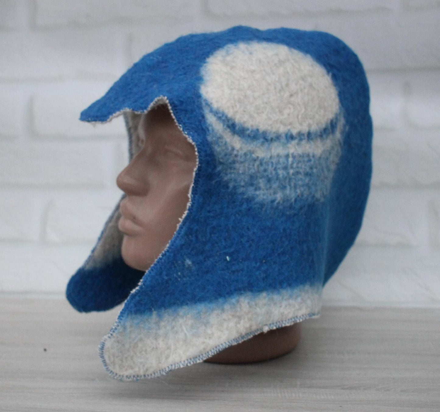 Sauna Hat 100% Natural Wool, sauna hat viking, sauna blue hat cool, handmade sauna hat, hat with mitten for a bath, sauna hat for men.