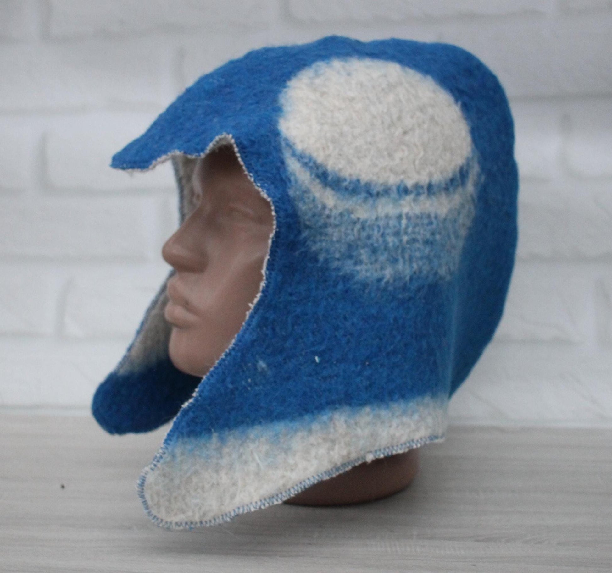 Sauna Hat 100% Natural Wool, sauna hat viking, sauna blue hat cool, handmade sauna hat, hat with mitten for a bath, sauna hat for men.