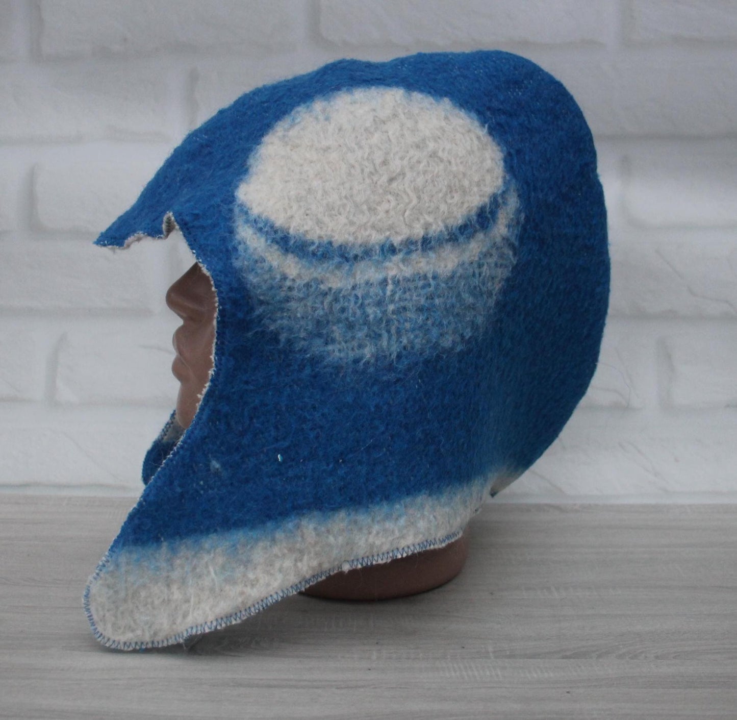 Sauna Hat 100% Natural Wool, sauna hat viking, sauna blue hat cool, handmade sauna hat, hat with mitten for a bath, sauna hat for men.