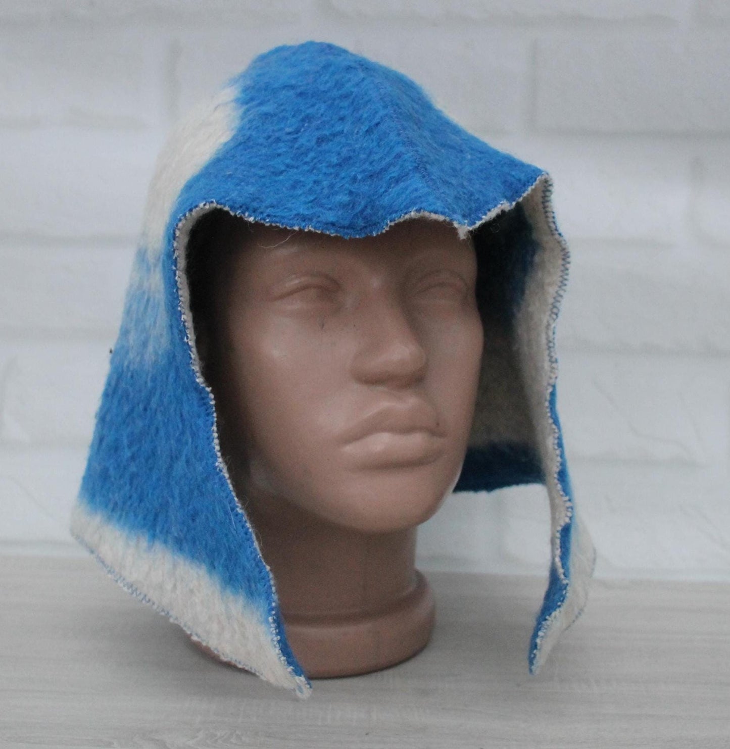 Sauna Hat 100% Natural Wool, sauna hat viking, sauna blue hat cool, handmade sauna hat, hat with mitten for a bath, sauna hat for men.