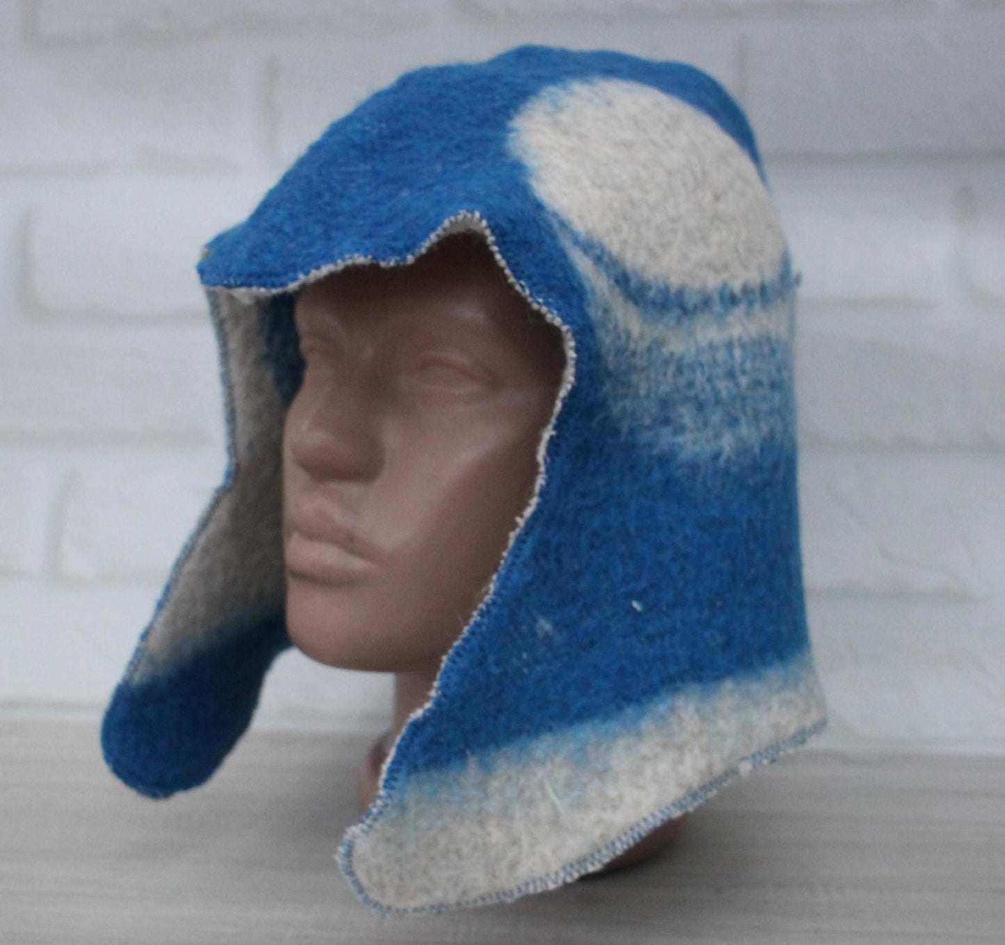 Sauna Hat 100% Natural Wool, sauna hat viking, sauna blue hat cool, handmade sauna hat, hat with mitten for a bath, sauna hat for men.