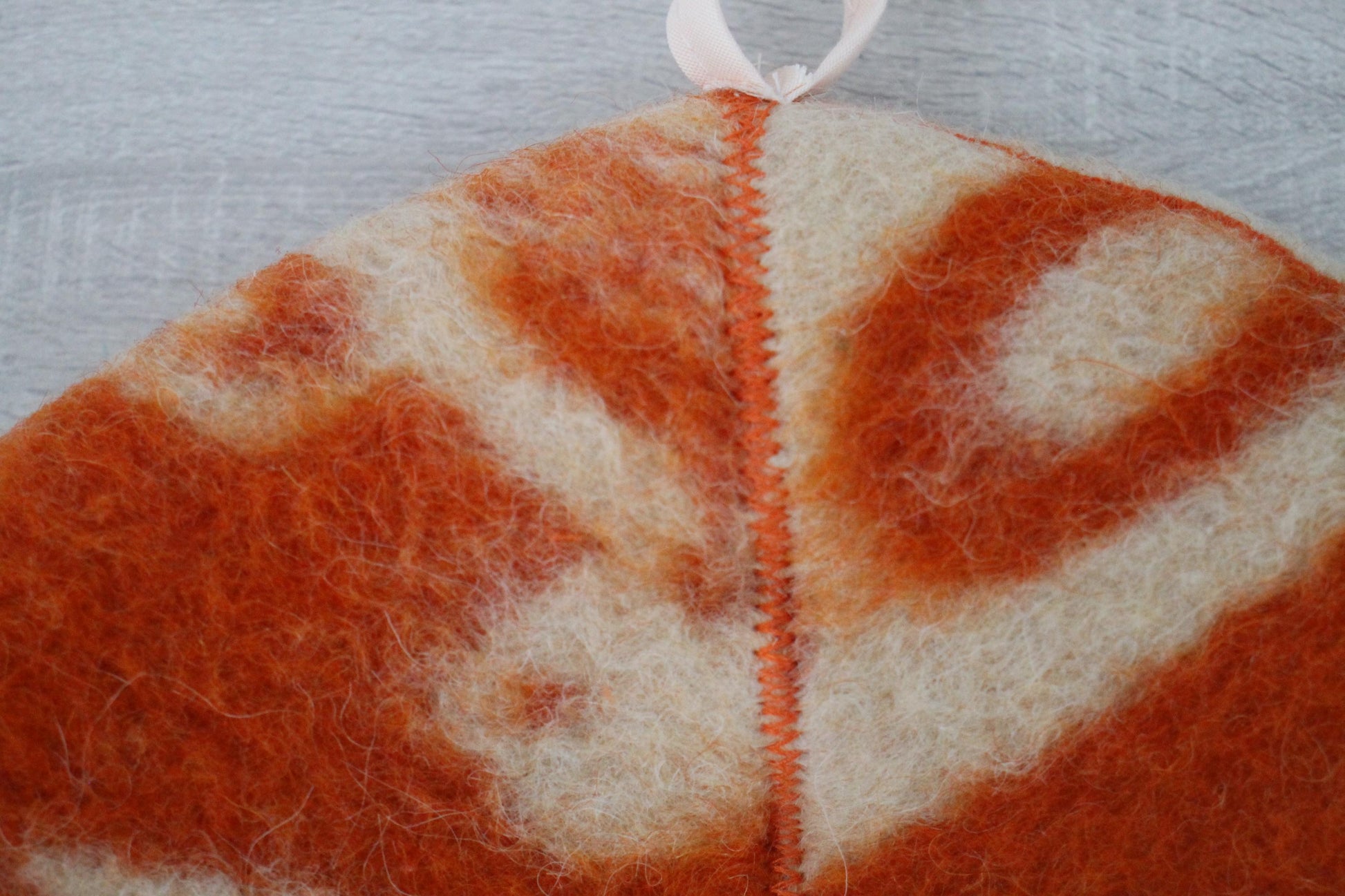 Wool Sauna Hat for Bath, Handmade Vegan orange Banya Hat.