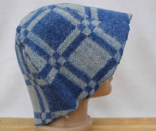 Wool Sauna Hat for Bath, Handmade blue Banya Hat.