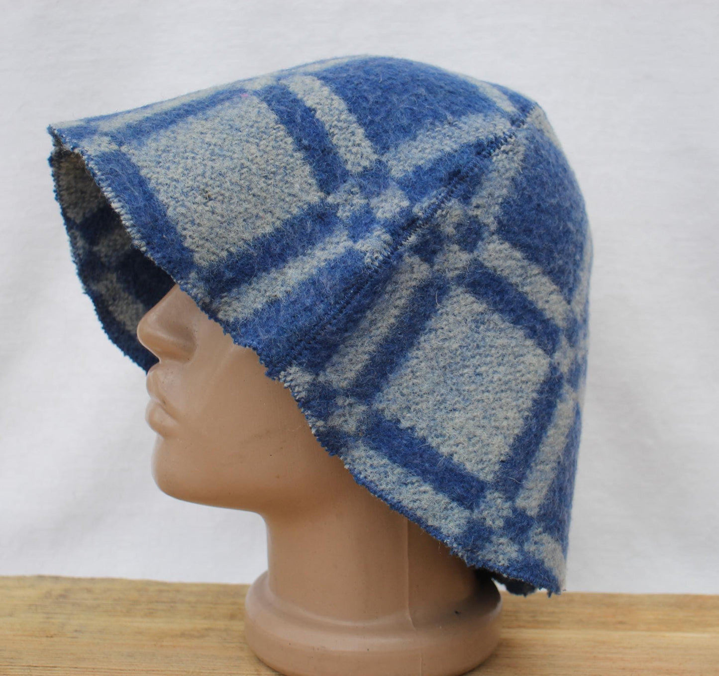 Wool Sauna Hat for Bath, Handmade blue Banya Hat.